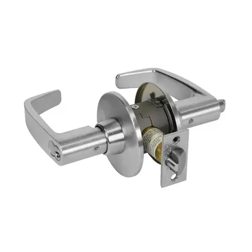 Classroom Security Intruder Bored Lock Grade 1 with L Lever with Large Format IC Prep and L Rose and ASA Strike Less Core Satin Chrome Finish