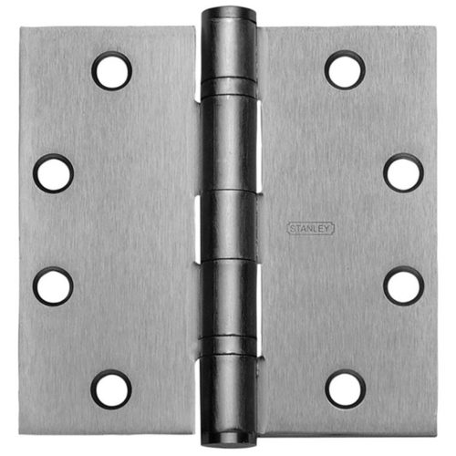 Stanley Security FBB179 4-1/2X4-1/2 26D Five Knuckle Ball Bearing Architectural Hinge, Steel Full Mortise, Standard Weight, 4-1/2 In. by 4-1/2 In., Square Corner, Satin Chrome