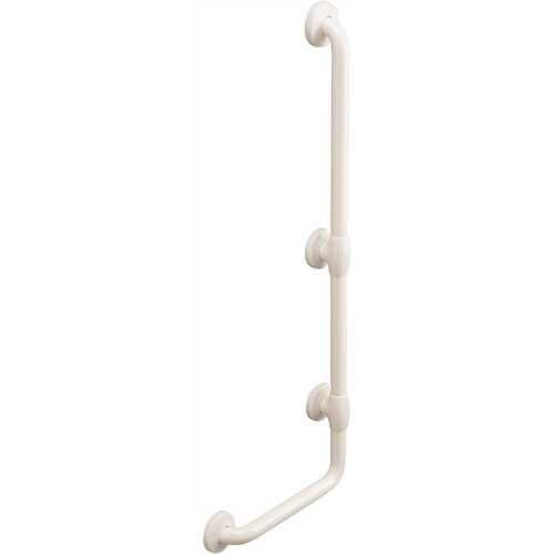32 in. Antimicrobial Vinyl Coated L-Shape Grab Bar in White