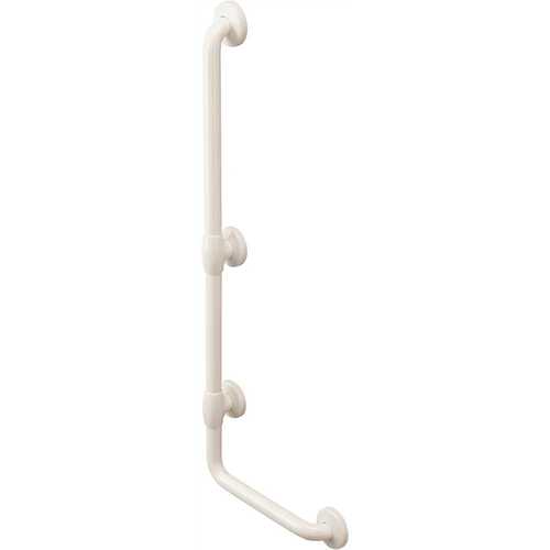 32 in. Antimicrobial Vinyl Coated L-Shape Grab Bar in White