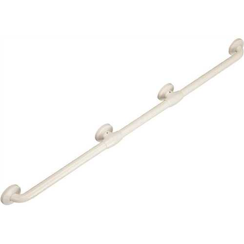 36 in. Antimicrobial Vinyl Coated Grab Bar with Two Reinforced Flanges in white