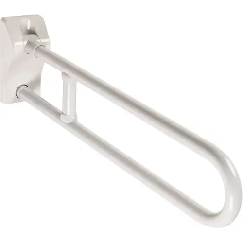 33 in. Antimicrobial Vinyl Coated Folding and Rotating Grab Bar in White