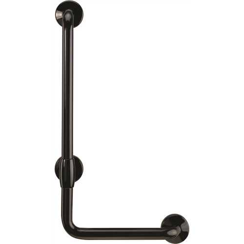 36 in. Contractor Antimicrobial Vinyl Coated L-Shape Grab Bar in Black