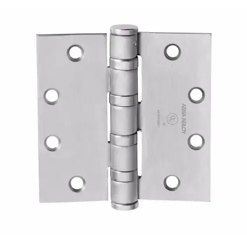 Full Mortise Hinge, 5-Knuckle, Heavy Weight, 4-1/2" x 4-1/2", Square Corner, Non-Removable Pin, Satin Chrome