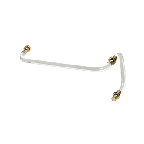 24" Acrylic Smooth Towel Bar With 8" Pull Handle and Brass Rings - Combination Set