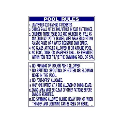 24" X 36" Vertical Pool Risks Sign (ga) Blue/White