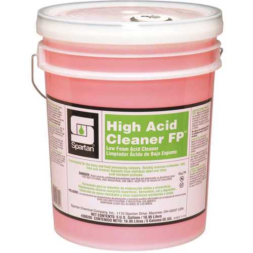 High Acid Cleaner FP 5 Gallon Food Production Sanitation Cleaner Light Red