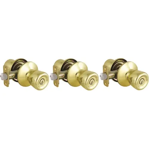 Waterbury Polished Brass Keyed Entry Door Knob with KW1 Keyway - pack of 6