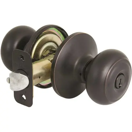 Hartford Aged Bronze Keyed Entry Door Knob with KW1 Keyway Keyed Differently