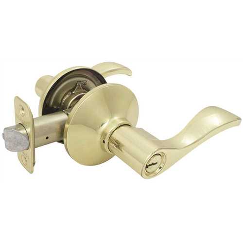 Naples Polished Brass Keyed Entry Door Lever with KW1 Keyway Keyed Differently