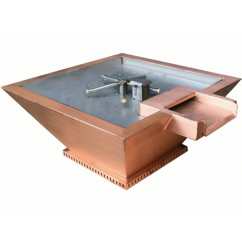 Bobe Water & Fire Features BCPPMFWA-24 24"x12" Copper Sq Water/fire Pot & Vlv & Ring