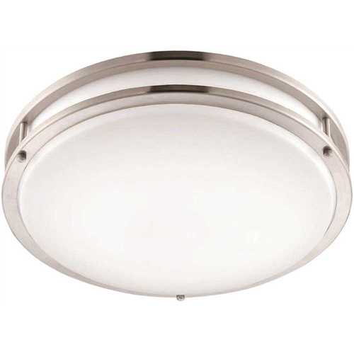 PIRATE BRANDS HDP1412C3C-35 12 in. Brushed Nickel Selectable LED CCT Round Flush Mount Light