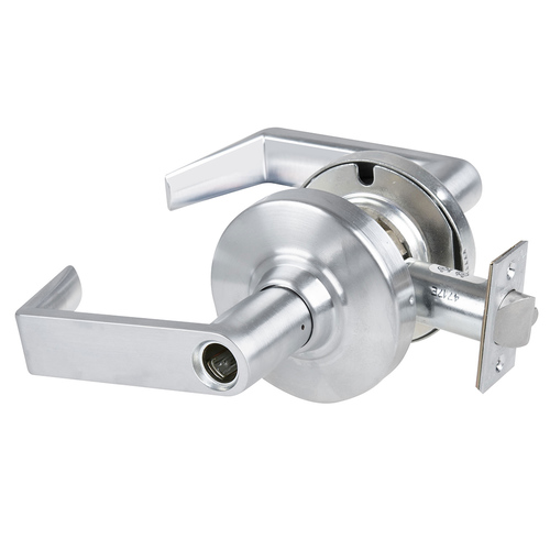 ALX Series Grade 2 Entry Rhodes Lever Lock with Corbin L-CO6 Prep Less Cylinder; 47267042 Deadlatch; and 47267101 ANSI Strike Satin Chrome Finish