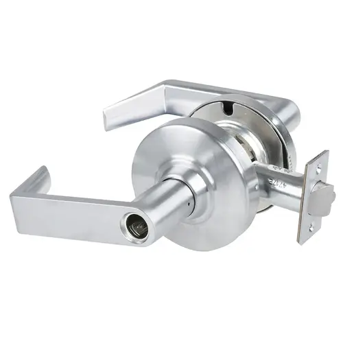 ALX Series Grade 2 Storeroom Rhodes Lever Lock with Corbin L-CO6 Prep Less Cylinder; 47267042 Deadlatch; and 47267101 ANSI Strike Antimicrobial Satin Chrome Finish