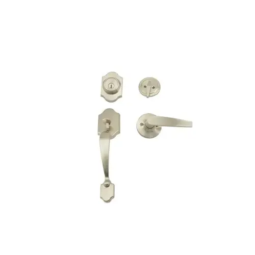 Parkside Single Cylinder Handleset with Bristol Trim Satin Nickel