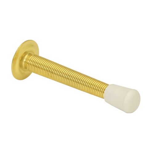 060 3" Flexible Door Stop, Clear Coated Bright Brass