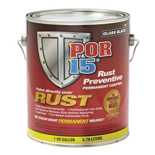 POR-15 45001 High Performance Rust Preventive Coating, 1 gal Can, Gloss Black, 250 to 450 sq-ft/gal Coverage