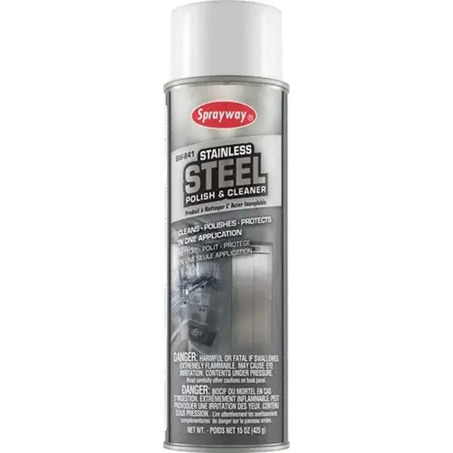 Sprayway 841 SW841 Stainless Steel Polish and Cleaner, 20 oz Can, Colorless, Spray Aerosol