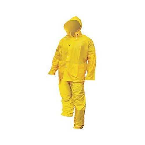 Lightweight Rain Suit, Large, Yellow, Detachable Drawstring Hood