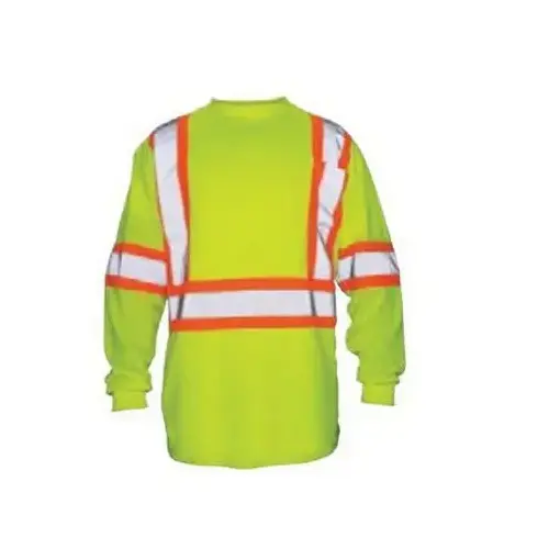 Class 2 Long Sleeve T-Shirt, Large, Polyester, Yellow