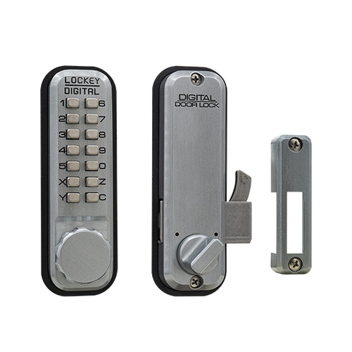 Mechanical Keyless Combination Hook Bolt Lock Fits Doors Up To 3" Thick Satin Chrome