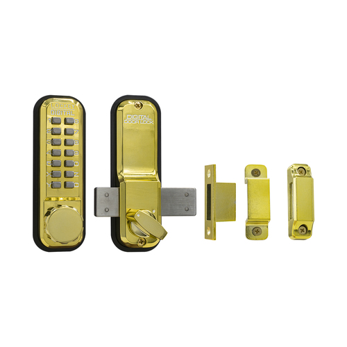 Mechanical Keyless Surface Mount Deadbolt Lock Fits Doors Up To 3" Thick Bright Brass