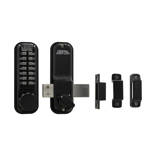 Mechanical Keyless Surface Mount Deadbolt Lock Fits Doors Up To 3" Thick Jet Black