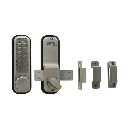 Mechanical Keyless Surface Mount Deadbolt Lock Fits Doors Up To 3" Thick Satin Nickel