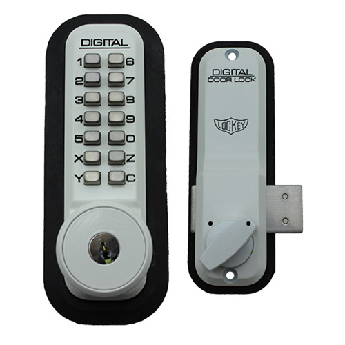 Mechanical Keyless Surface Mount Deadbolt Lock Fits Doors Up To 3" Thick White