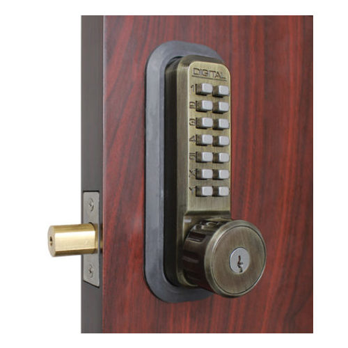 Mechanical Keyless Combination Deadbolt Lock Double Combination Key Override Antique Brass