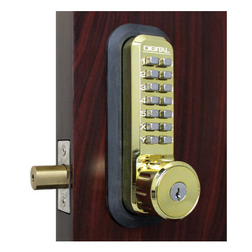 Mechanical Keyless Combination Deadbolt Lock Double Combination Key Override Bright Brass