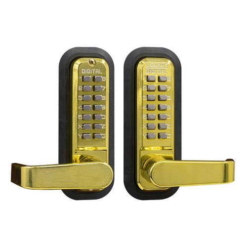 Mechanical Keyless Lever Lock With Passage Double Combination Bright Brass