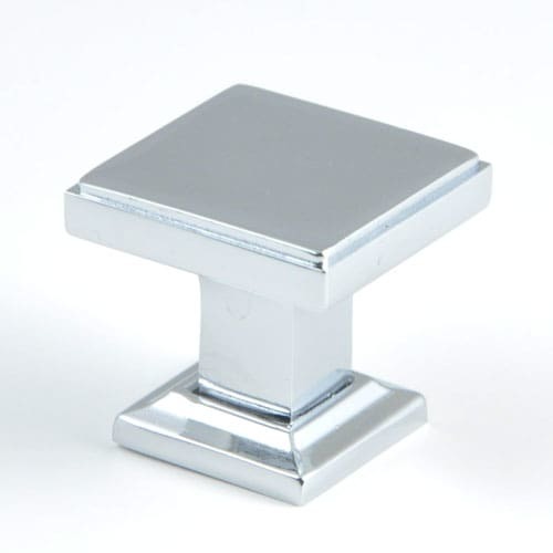 1-1/8" Modern Square Cabinet Knob Bright Chrome Finish