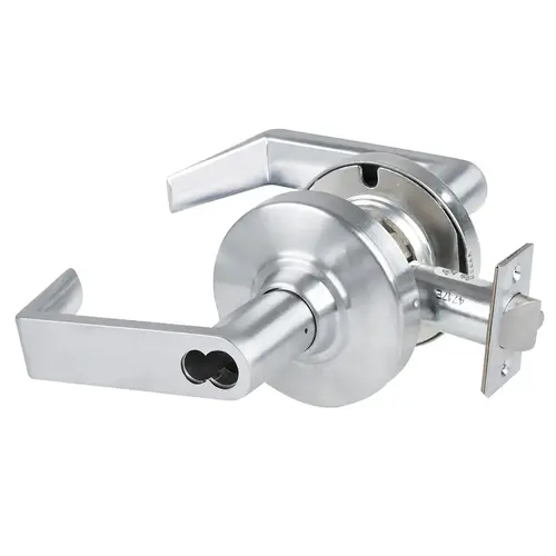 ALX Series Grade 2 Entry Office Tactile Rhodes Lever Lock with Small Format IC Prep Less Core; 47267042 Deadlatch; and 47267101 ANSI Strike Satin Chrome Finish