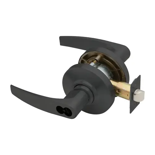 Grade 2 Storeroom Cylindrical Lock, Jupiter Lever, SFIC Less Core, Matte Black Finish, Non-handed Matte Black