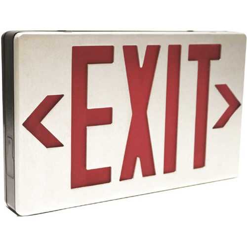 Commercial Electric EXBALLEDR120277 3.0-Watt 4.8-Volt Integrated LED Brushed Aluminum Red/Green Exit Sign 120-Volt/277-Volt Color/Finish Family