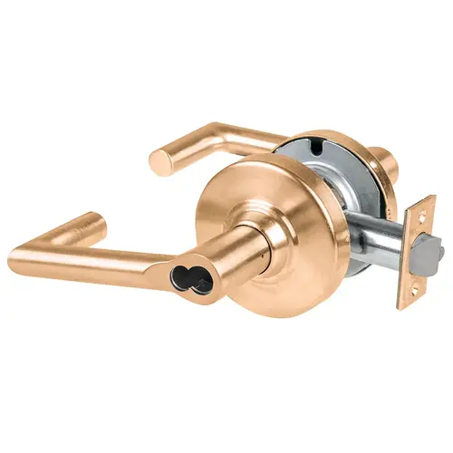 ALX Series Grade 2 Entry Office Tactile Boardwalk Lever Lock with Small Format IC Prep Less Core; 47267042 Deadlatch; and 47267101 ANSI Strike Satin Bronze Finish