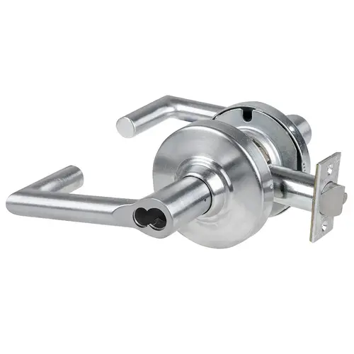 ALX Series Grade 2 Classroom Tactile Boardwalk Lever Lock with Small Format IC Prep Less Core; 47267042 Deadlatch; and 47267101 ANSI Strike Satin Chrome Finish