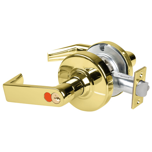 Grade 1 Storeroom Lock, Rhodes Lever, SFIC Prep with Construction Core, Bright Brass Finish, Non-Handed Bright Brass