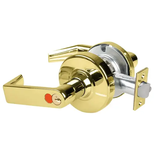 Grade 1 Vestibule Lock, Rhodes Lever, SFIC Prep with Construction Core, 5" Backset Extension, Bright Brass Finish, Non-Handed Bright Brass