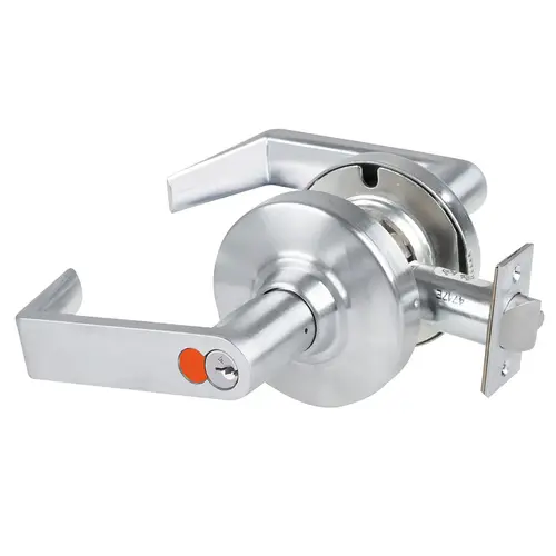 Grade 2 Office Cylindrical Lock with Field Selectable Vandlgard, Rhodes Lever, SFIC Construction Core, Satin Chrome Anti-Microbial Finish, Backset Extension, Non-handed Satin Chrome Antimicrobial