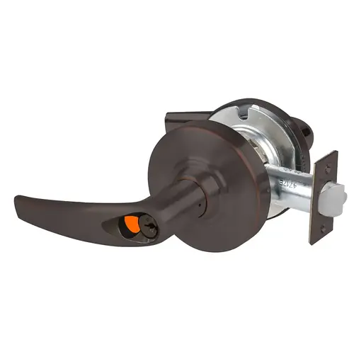 Grade 2 Office Cylindrical Lock with Field Selectable Vandlgard, Athens Lever, SFIC Construction Core, Aged Bronze Finish, Anti-Friction Fire Deadlatch, Non-handed Aged Bronze