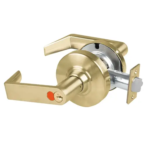 Grade 1 Storeroom Lock, Rhodes Lever, Schlage FSIC Prep With Construction Core, 5" Backset Extension, Satin Brass Finish, Non-Handed Satin Brass