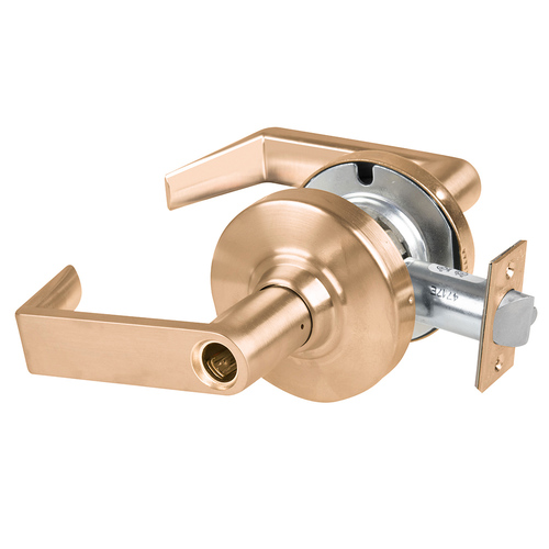 Grade 1 Storeroom Lock, Rhodes Lever, Less Cylinder, Extended Equally for 2-1/4" Door, Satin Bronze Finish, Non-Handed Satin Bronze