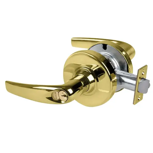 Schlage Grade 1 Entrance/Office Lock Athens Lever FSIC Prep Core Non-Handed Bright Brass Finish 3-3/4" Backset