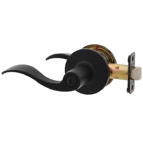MaxGrade London Wave Style Privacy Push Button Lock Oil Rubbed Bronze Finish with Adjustable Latch and Radius Strike