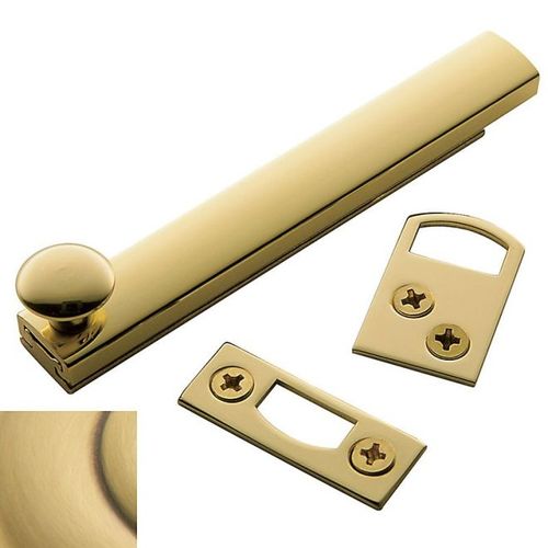 4" Surface Bolt Satin Brass with Brown Finish