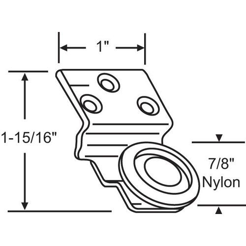 TOP ROLLER AND BRACKET ASSY 7/8" NYLON