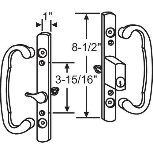 Patio Door Handle Set Chrome Offset Latch Chrome Keyed