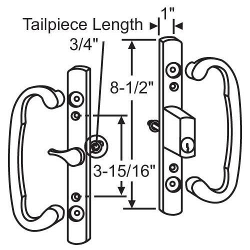 Patio Door Handle Set Keyed Center Latch Bronze